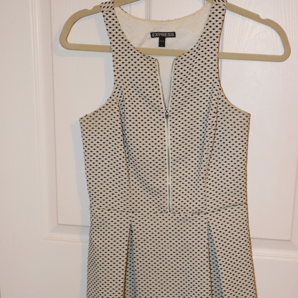 Express white and brown polka dot dress